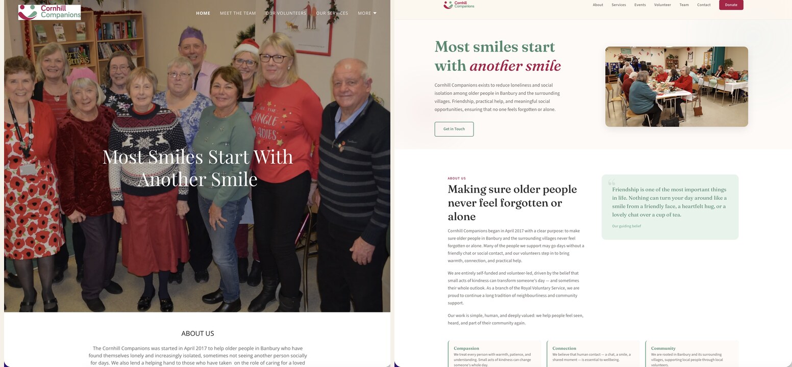 Cornhill Companions: before and after redesign