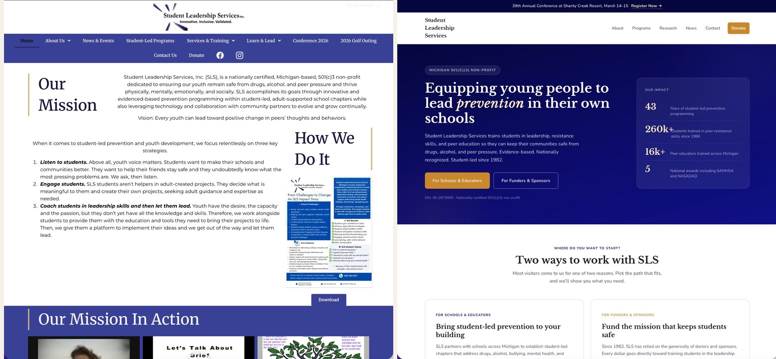 Student Leadership Services: before and after rebuild